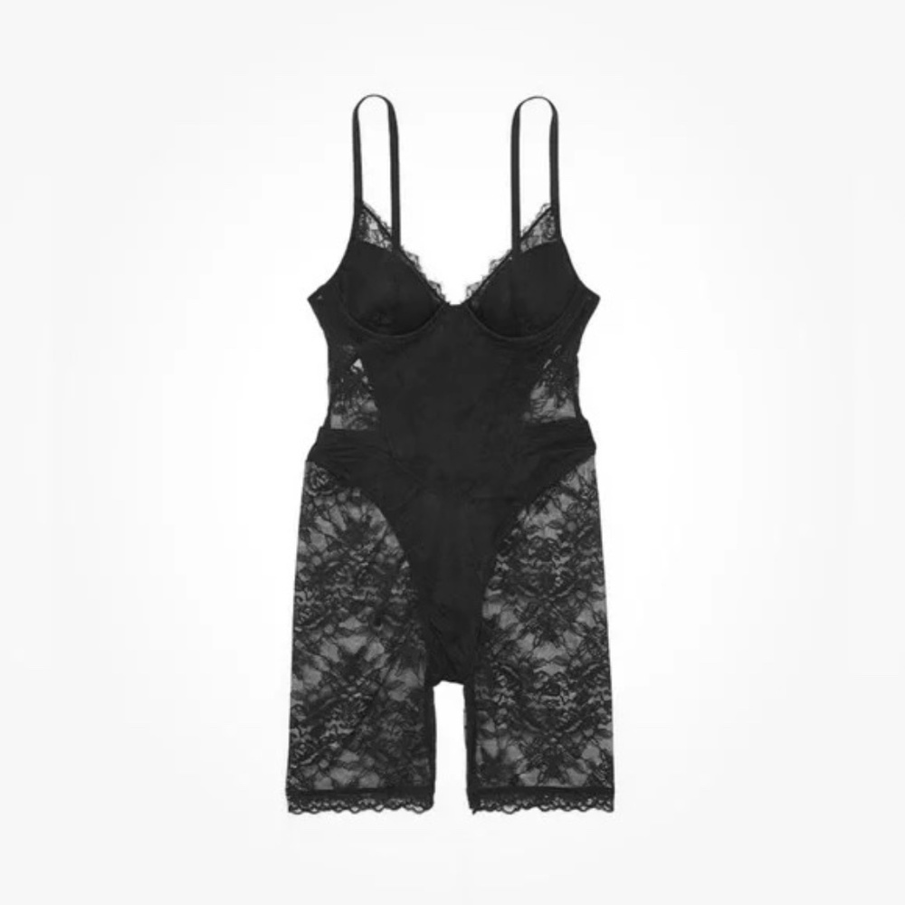 New! VS Very Sexy Rose Lace Short Bodysuit Black 45964